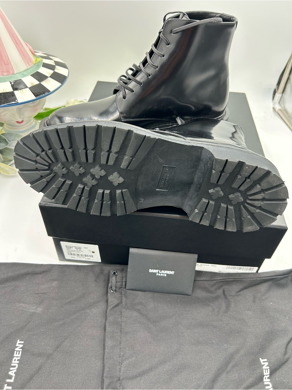 Men's Saint Laurent combat boots size 42 made in Italy NWT - Picture 8 of 12